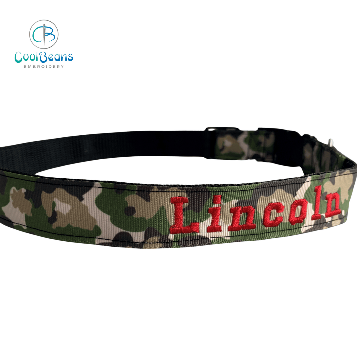 Dog Collar - Camouflage - Handcrafted - Personalised - 25mm - Cool Beans Embroidery & Personalisation