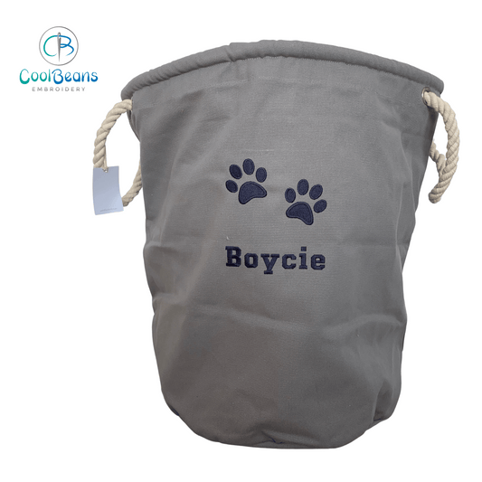 Dog Paw Canvas Trug - Toy Storage Tub - Personalised - Cool Beans Embroidery & Personalisation