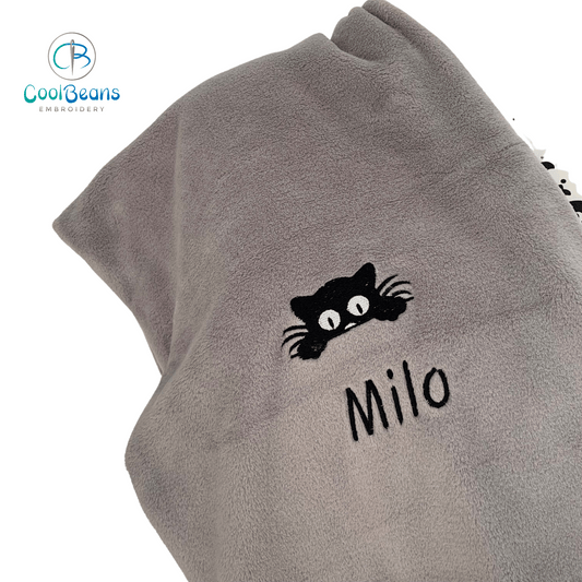 Pet Fleece Blanket - Cat / Kitten - Personalised - Cool Beans Embroidery & Personalisation