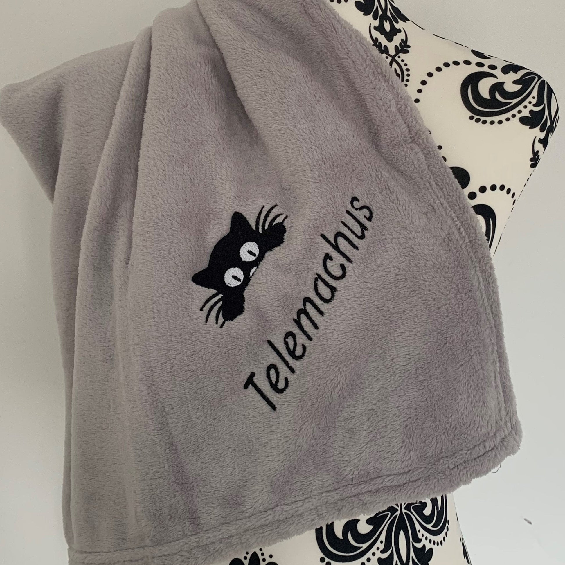 Pet Fleece Blanket - Cat / Kitten - Personalised in Corner - Cool Beans Embroidery & Personalisation