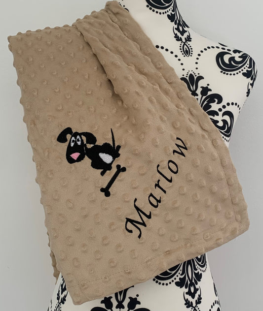 Pet Bubble Blanket - Dog and Bone - Personalised in Corner - Cool Beans Embroidery & Personalisation