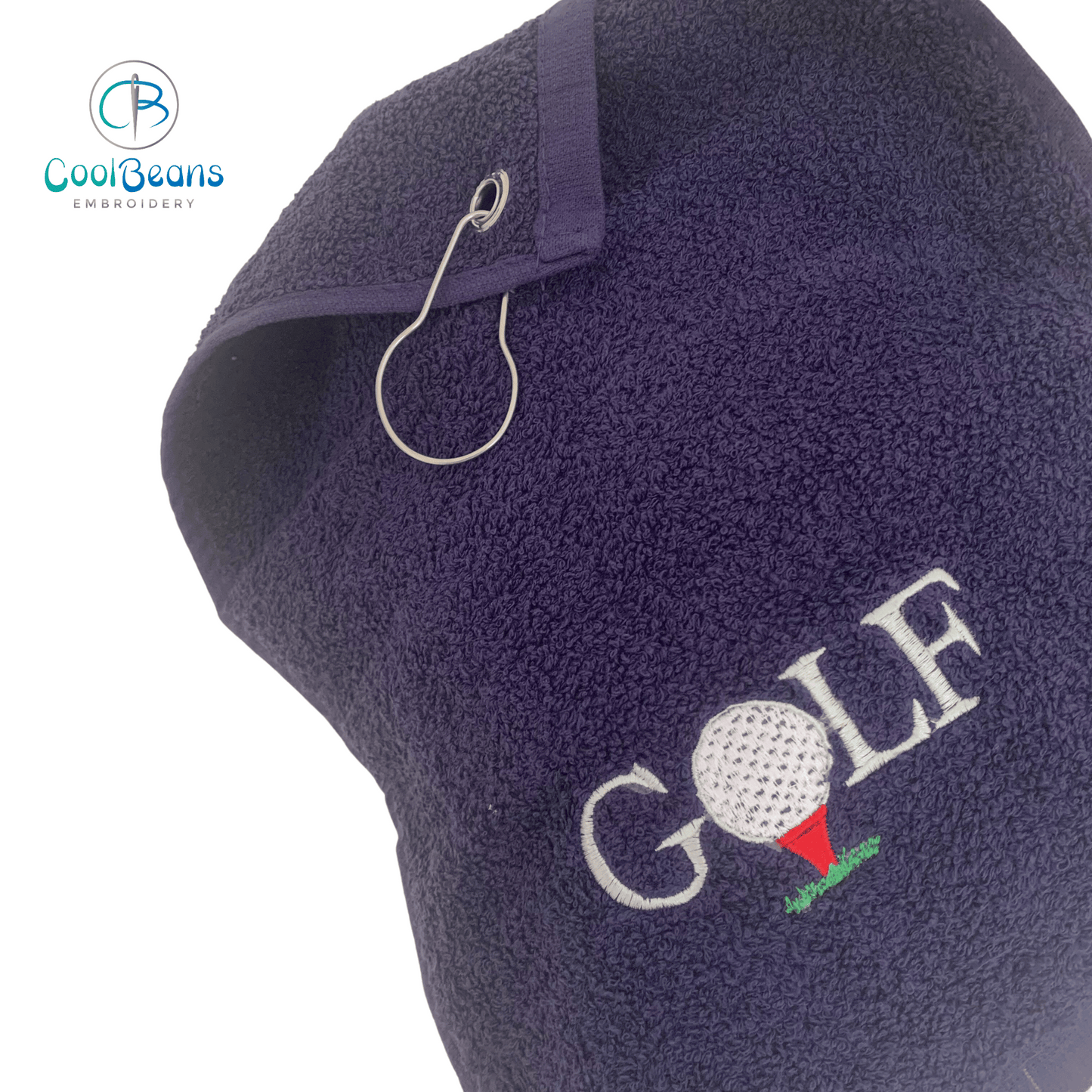 Golf Ball Towel - Grommet & Hook - 550gsm - Personalised - Cool Beans Embroidery & Personalisation