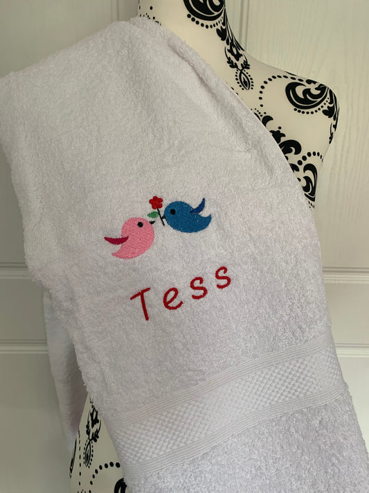 Birds - Baby Birds Towels - Personalised - Cool Beans Embroidery & Personalisation