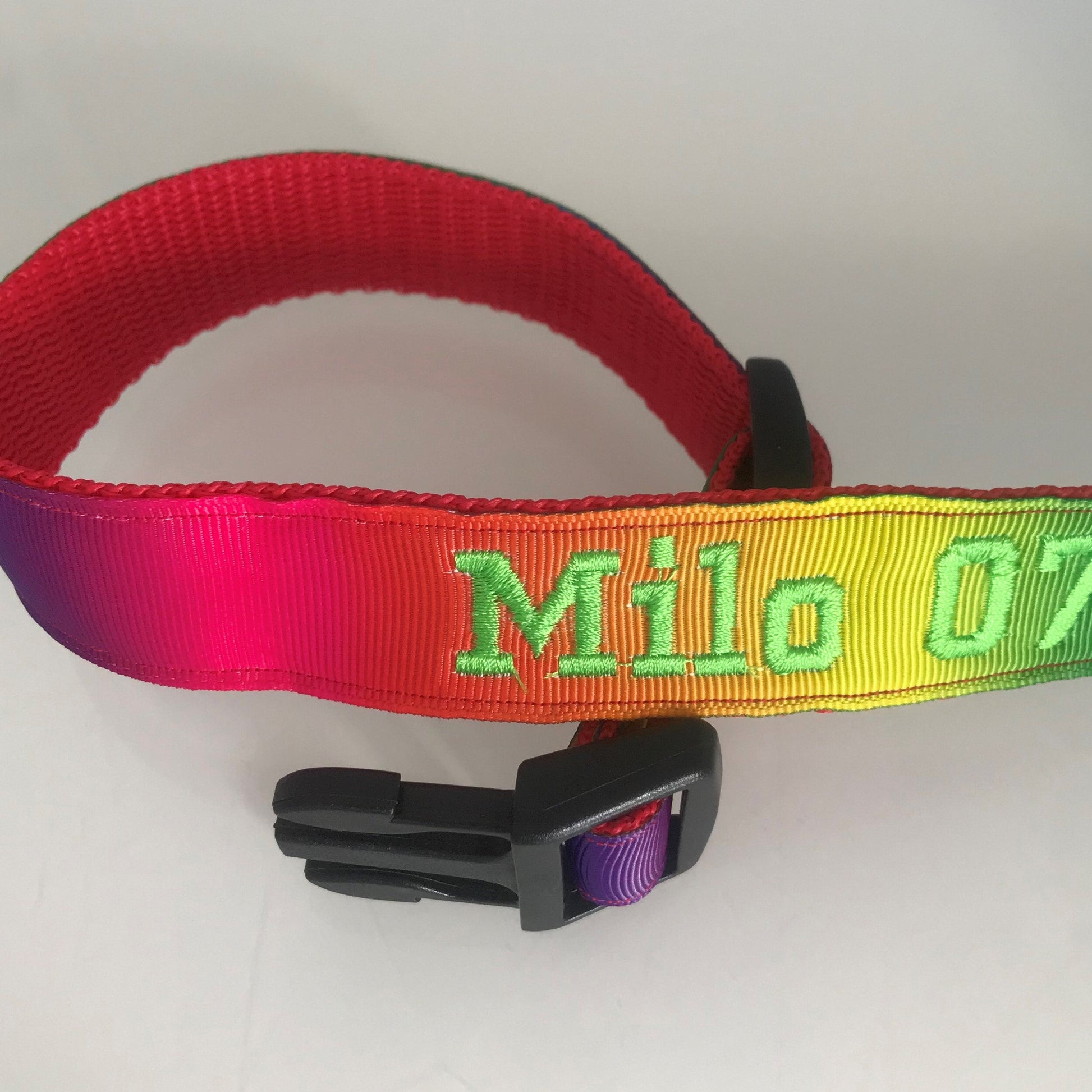 Dog Collar - Rainbow Ombre - Handcrafted - Personalised - 25mm - Cool Beans Embroidery & Personalisation