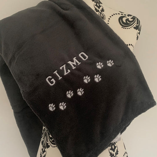 Pet Fleece Blanket - Paw Prints - Personalised - Cool Beans Embroidery & Personalisation