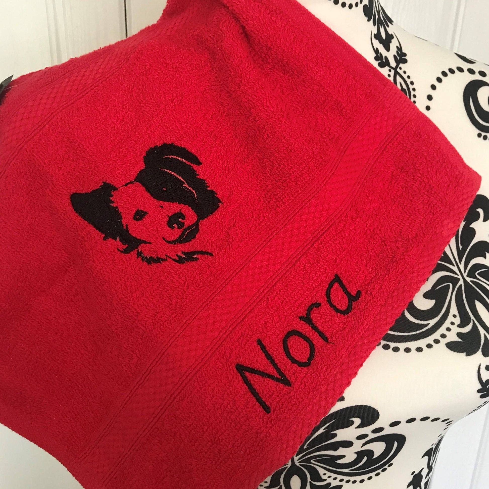 Dog Towels - Border Collie - Personalised - Cool Beans Embroidery & Personalisation