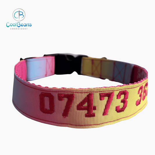 Dog Collar - Pastel Rainbow Ombre - Handcrafted - Personalised - 25mm - Cool Beans Embroidery & Personalisation