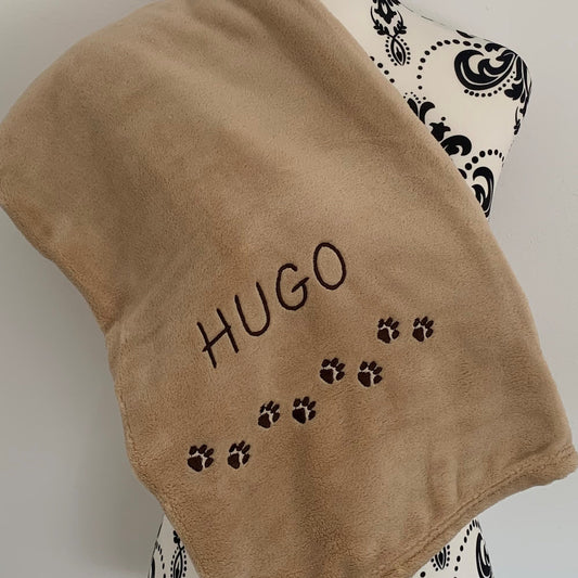 Pet Fleece Blanket - Mini Paws - Personalised - Cool Beans Embroidery & Personalisation