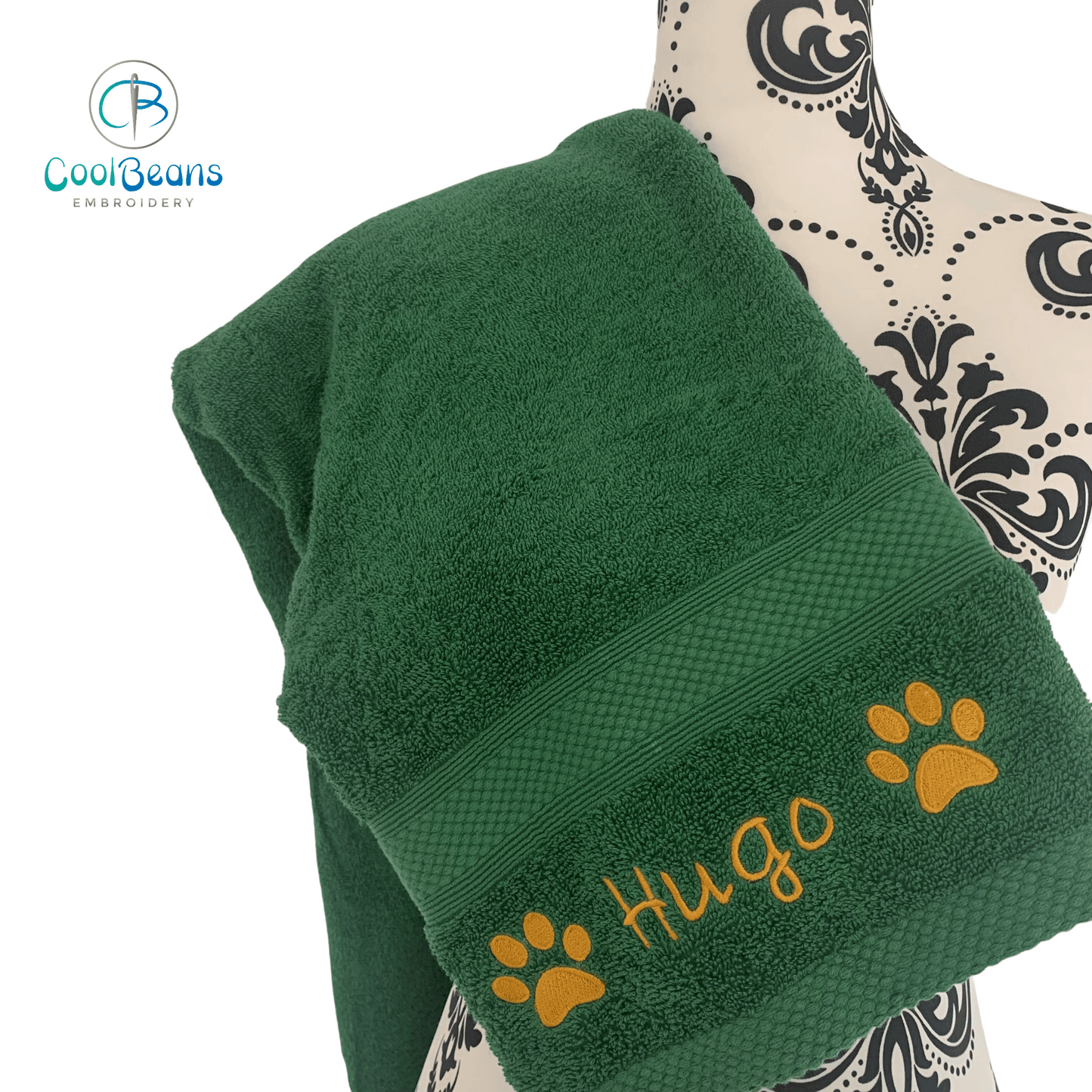 Dog Towels - Paws Side - Personalised - Font C - Cool Beans Embroidery & Personalisation