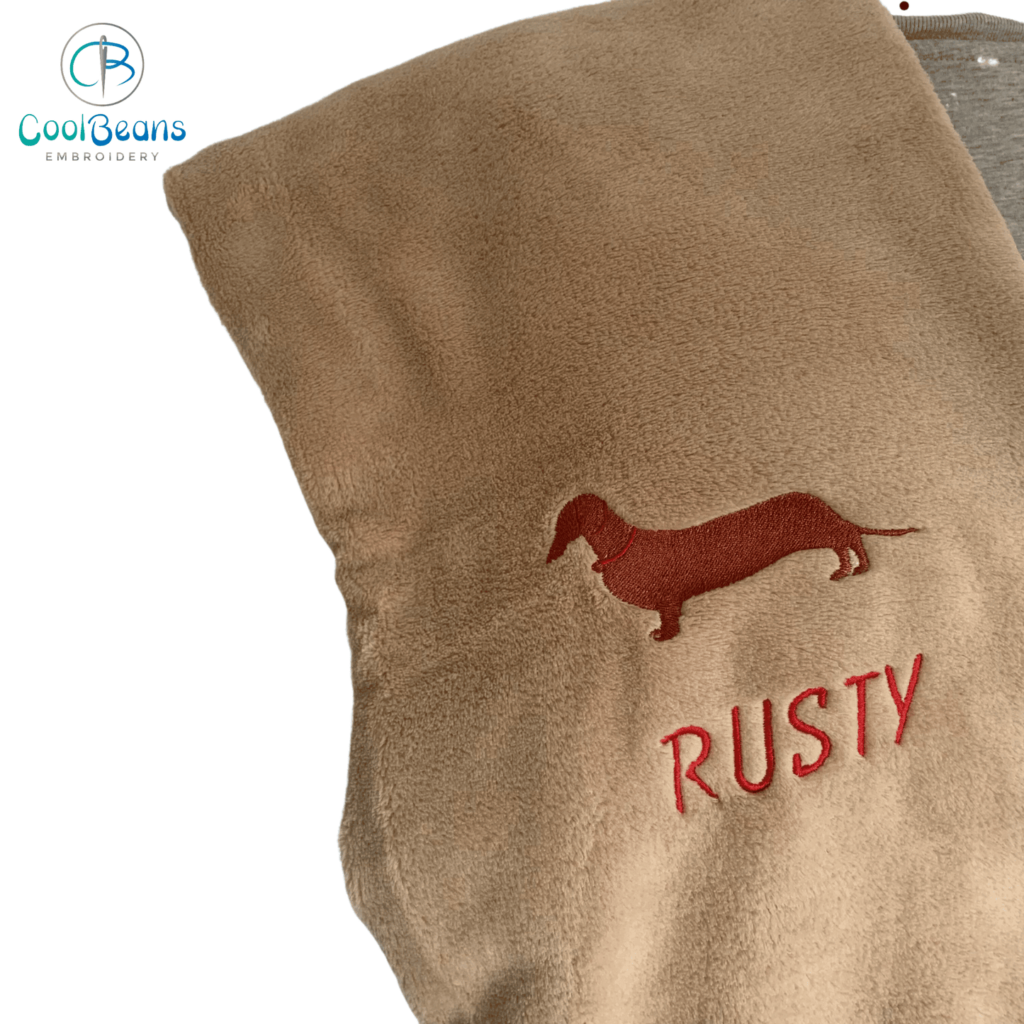 Pet Fleece Blanket - Dachshund - Personalised - Cool Beans Embroidery & Personalisation