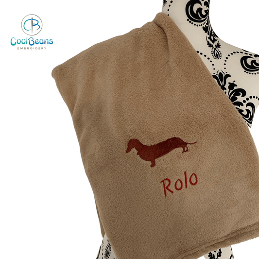 Pet Fleece Blanket - Dachshund - Personalised - Cool Beans Embroidery & Personalisation