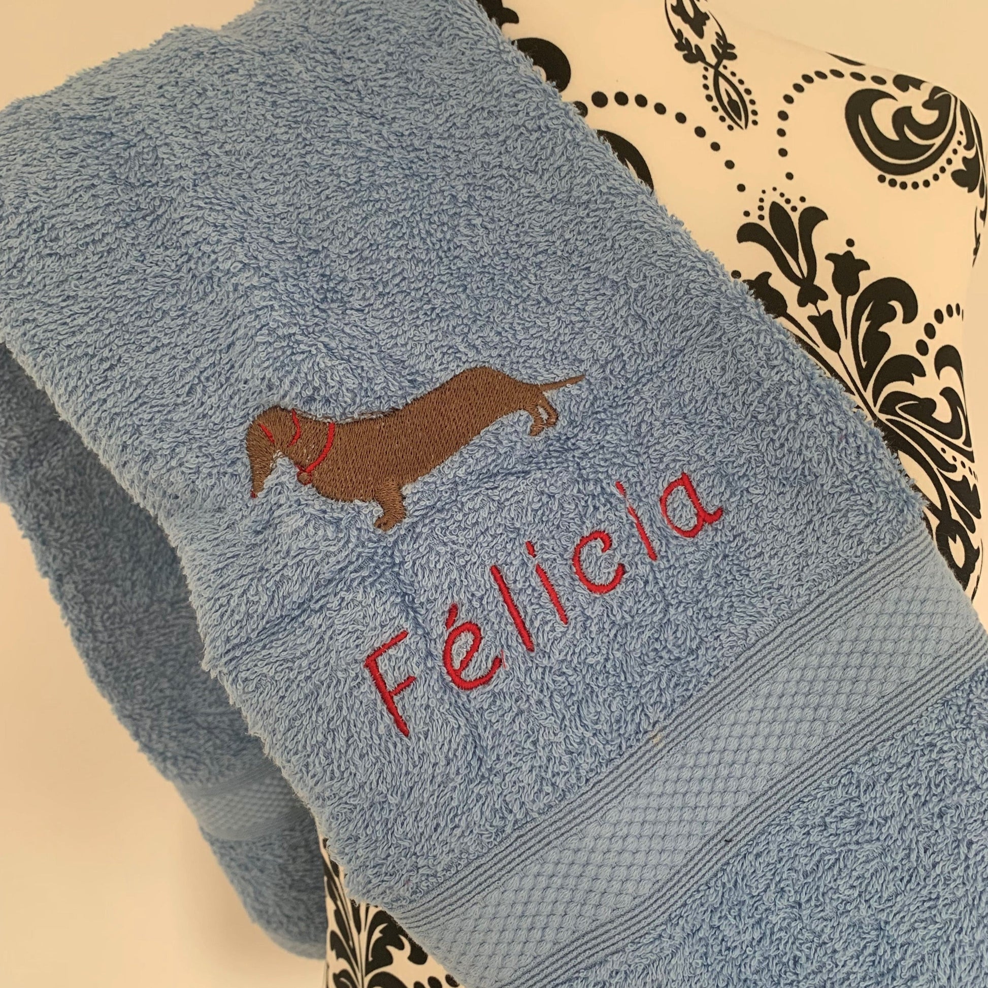 Dog Towels - Dachshund - Personalised - Cool Beans Embroidery & Personalisation