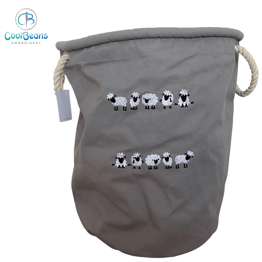 Sheep Canvas Trug - Toy Storage Tub - Personalised - Cool Beans Embroidery & Personalisation