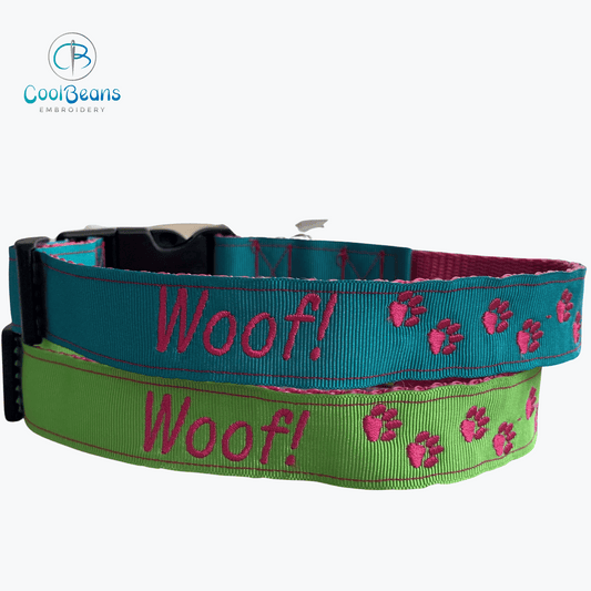 Dog Collar - Mini Paws - Handcrafted - Personalised - 25mm - Cool Beans Embroidery & Personalisation