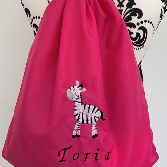 Zebra Drawstring Gym Bags - Personalised - Cool Beans Embroidery & Personalisation